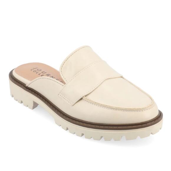 Journee Collection Miycah Slip On Mule Flats in Beige EUC - Picture 1 of 8